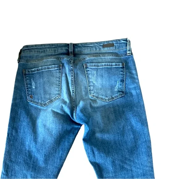 Kut from the Kloth Rolled Cameron Distressed Boyfriend Jeans - 6 blue , cotton - Picture 6 of 6